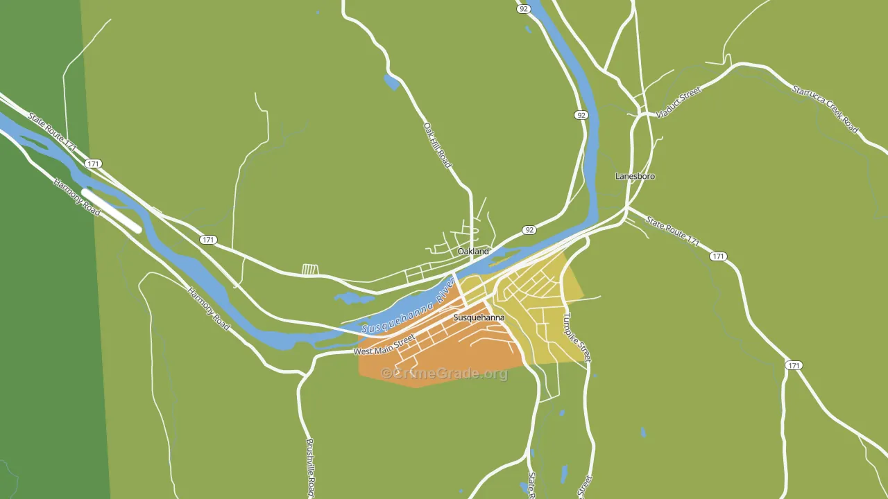 Oakland, PA Map of Vandalism Rates