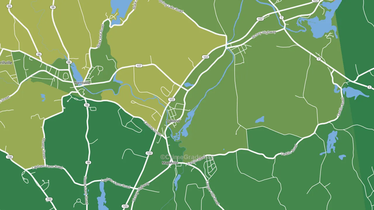 Oakland, RI Map of Vandalism Rates