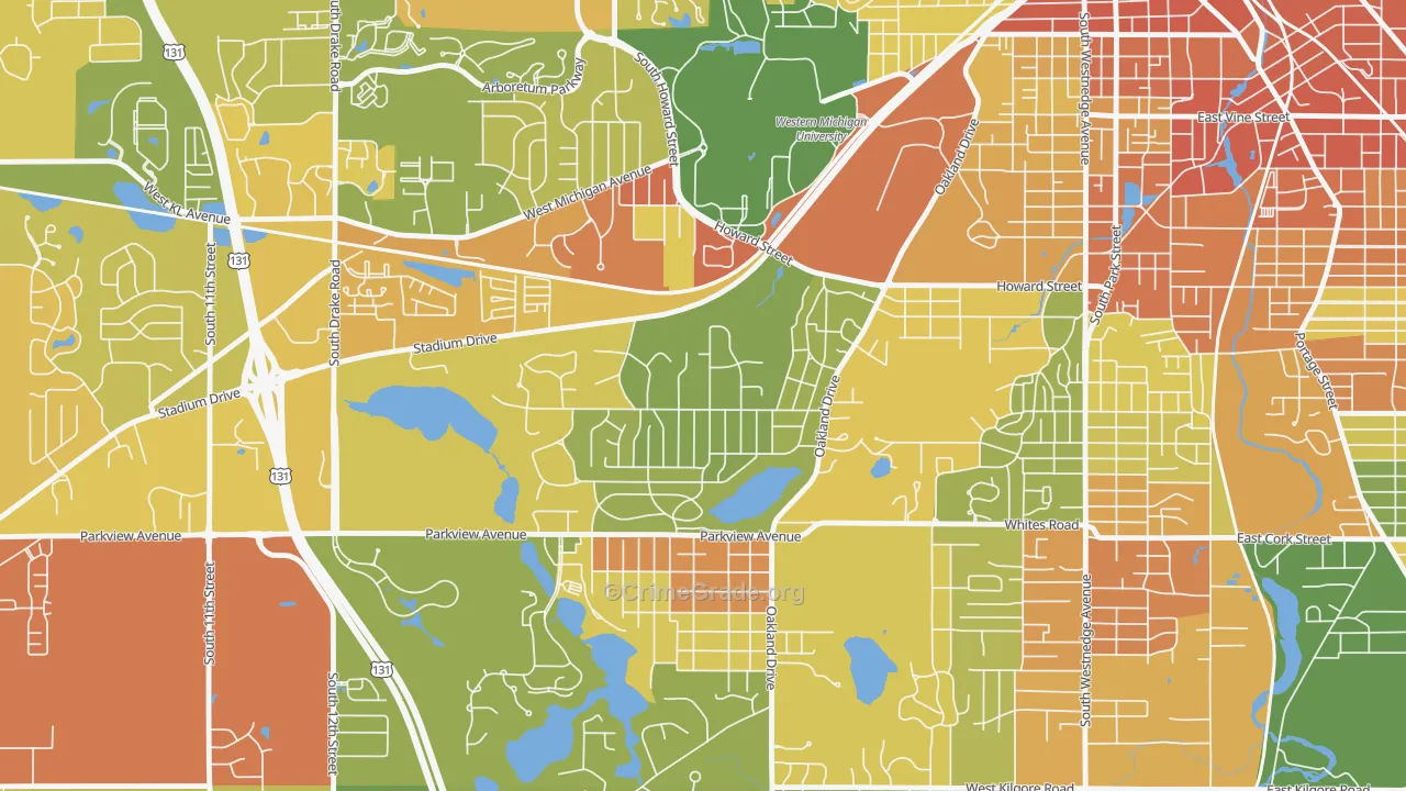 Oakland-Winchell, Kalamazoo, MI Map of Vandalism Rates