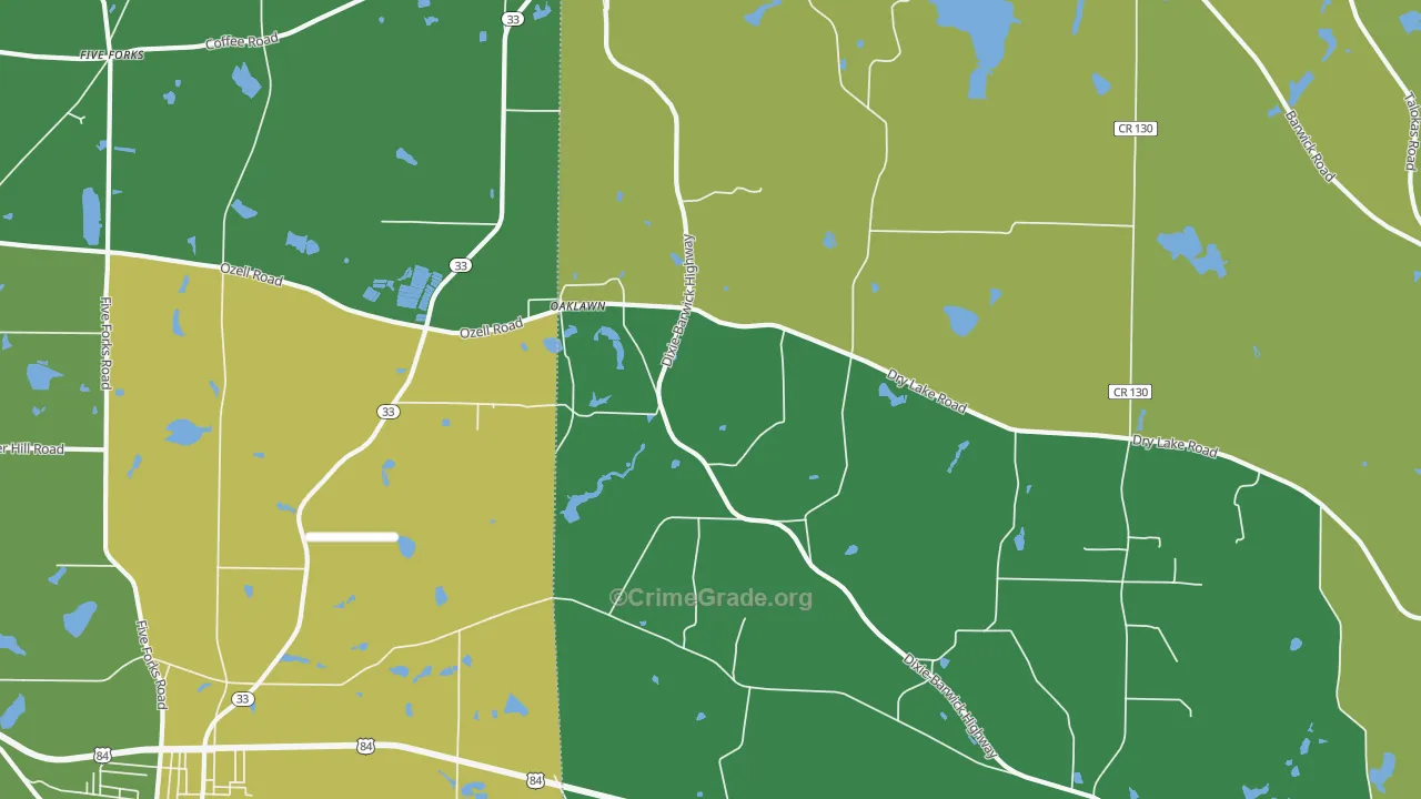 Oaklawn, GA Map of Vandalism Rates