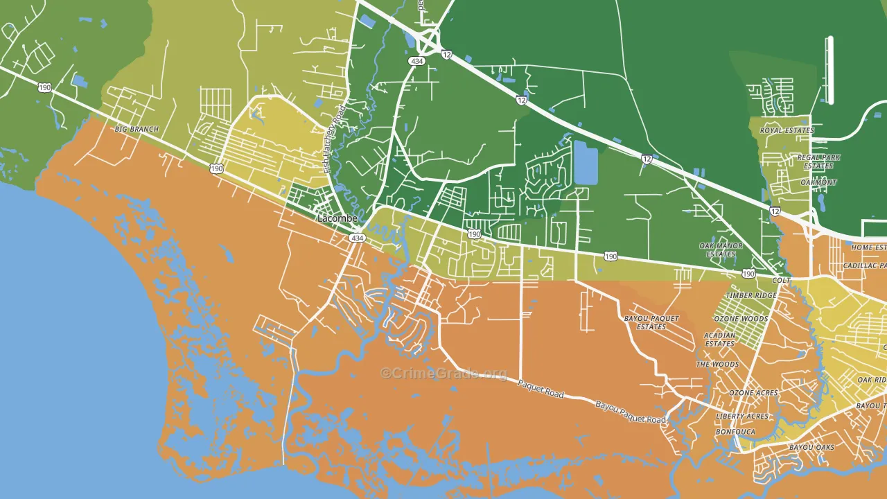 Oaklawn, LA Map of Vandalism Rates