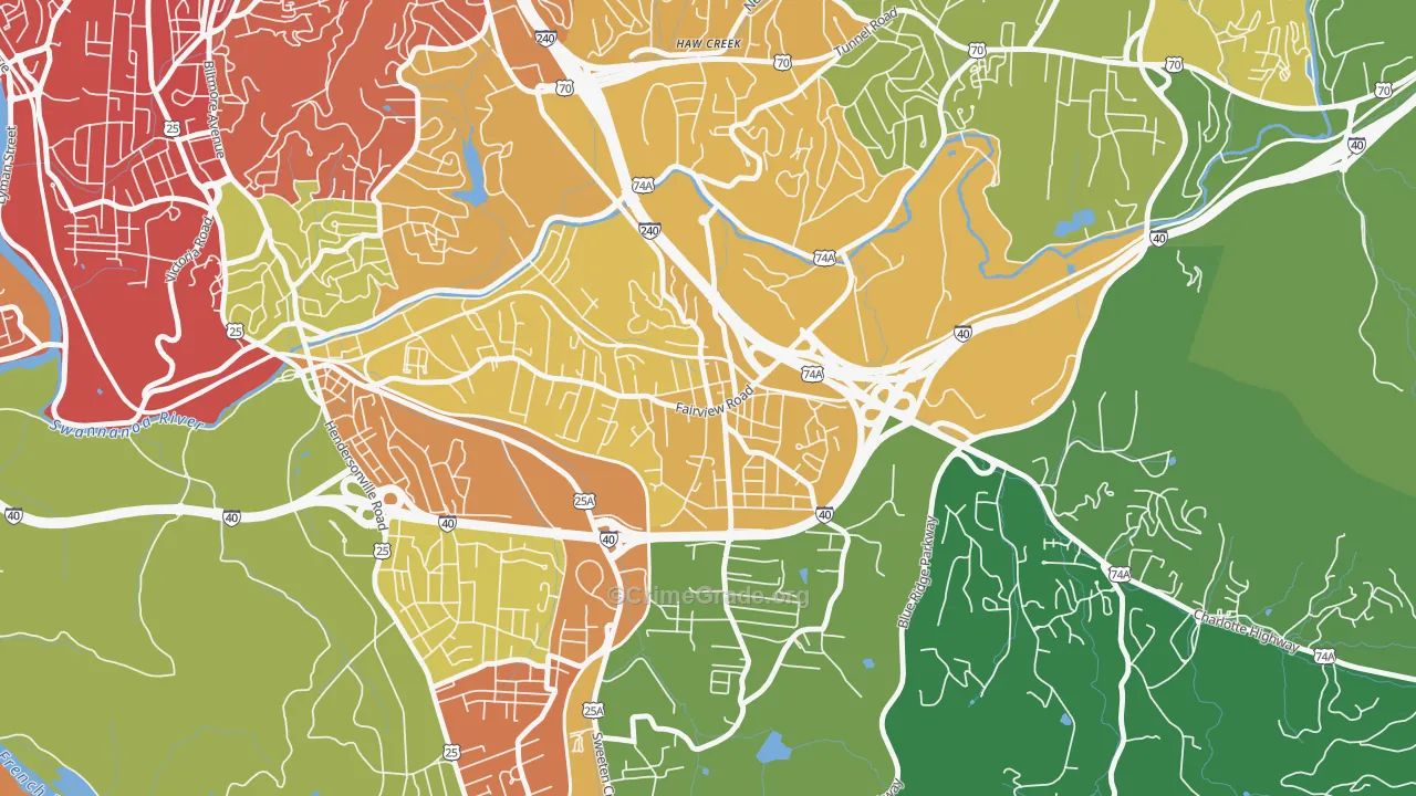 Oakley, Asheville, NC Map of Vandalism Rates