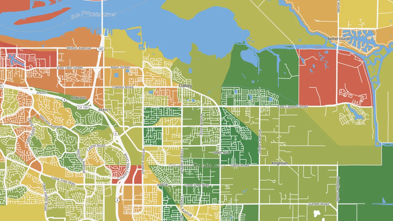 Oakley, CA Map of Vandalism Rates