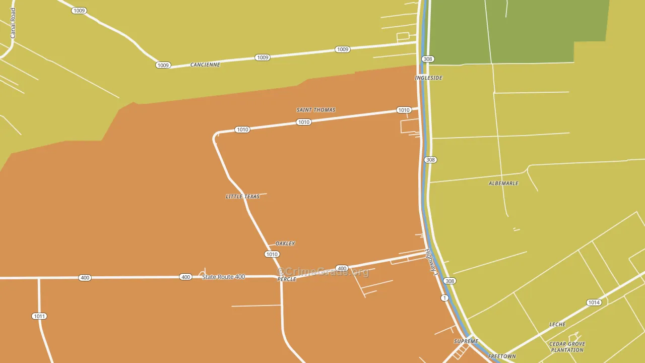 Oakley, LA Map of Vandalism Rates
