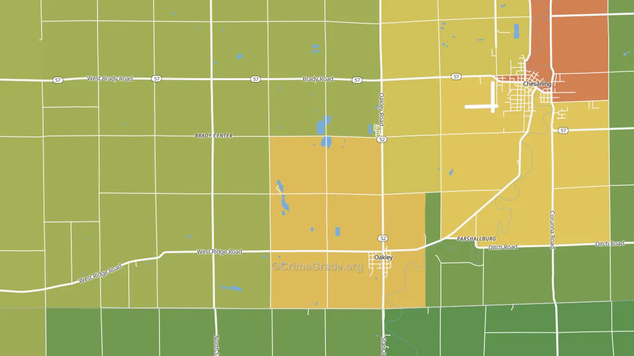 Oakley, MI Map of Vandalism Rates