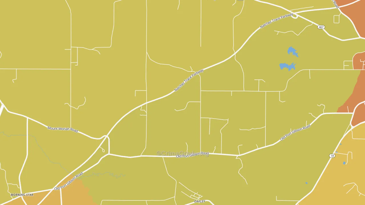 Oakley, MS Map of Vandalism Rates
