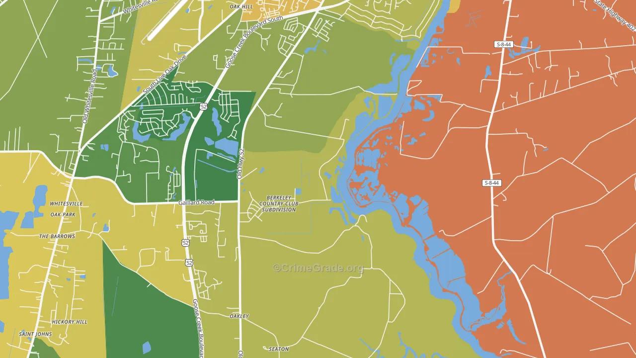Oakley, SC Map of Vandalism Rates