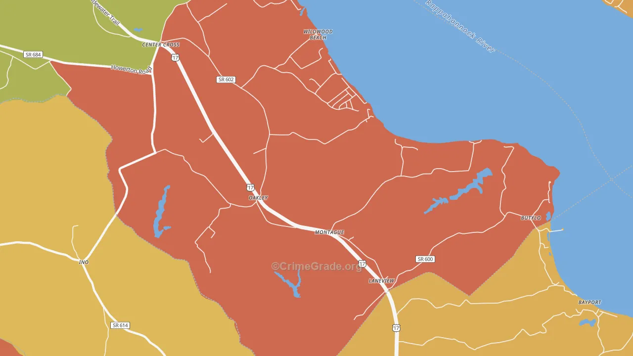 Oakley, VA Map of Vandalism Rates