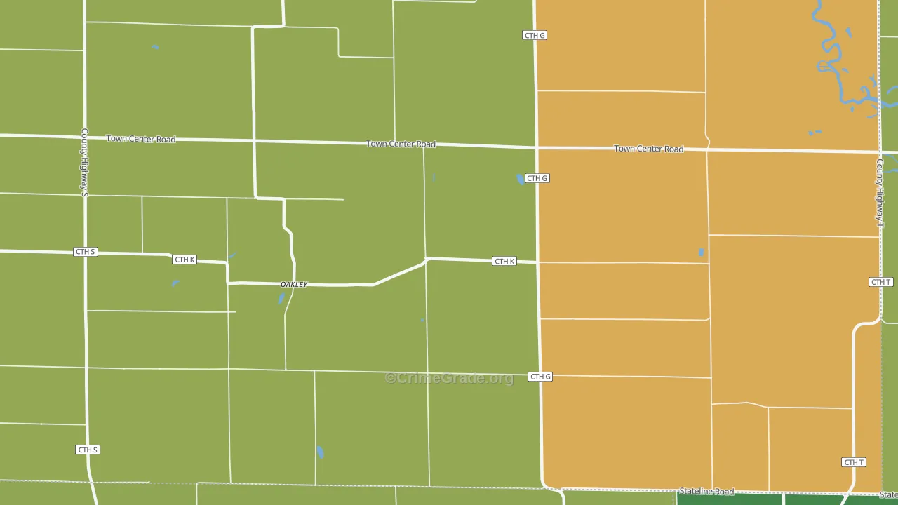 Oakley, WI Map of Vandalism Rates