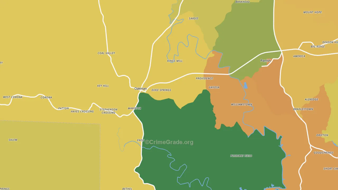 Oakman, AL Map of Vandalism Rates
