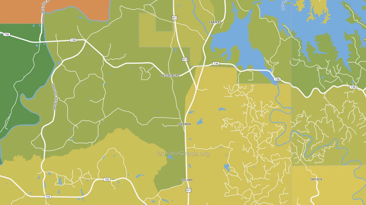 Oakman, GA Map of Vandalism Rates
