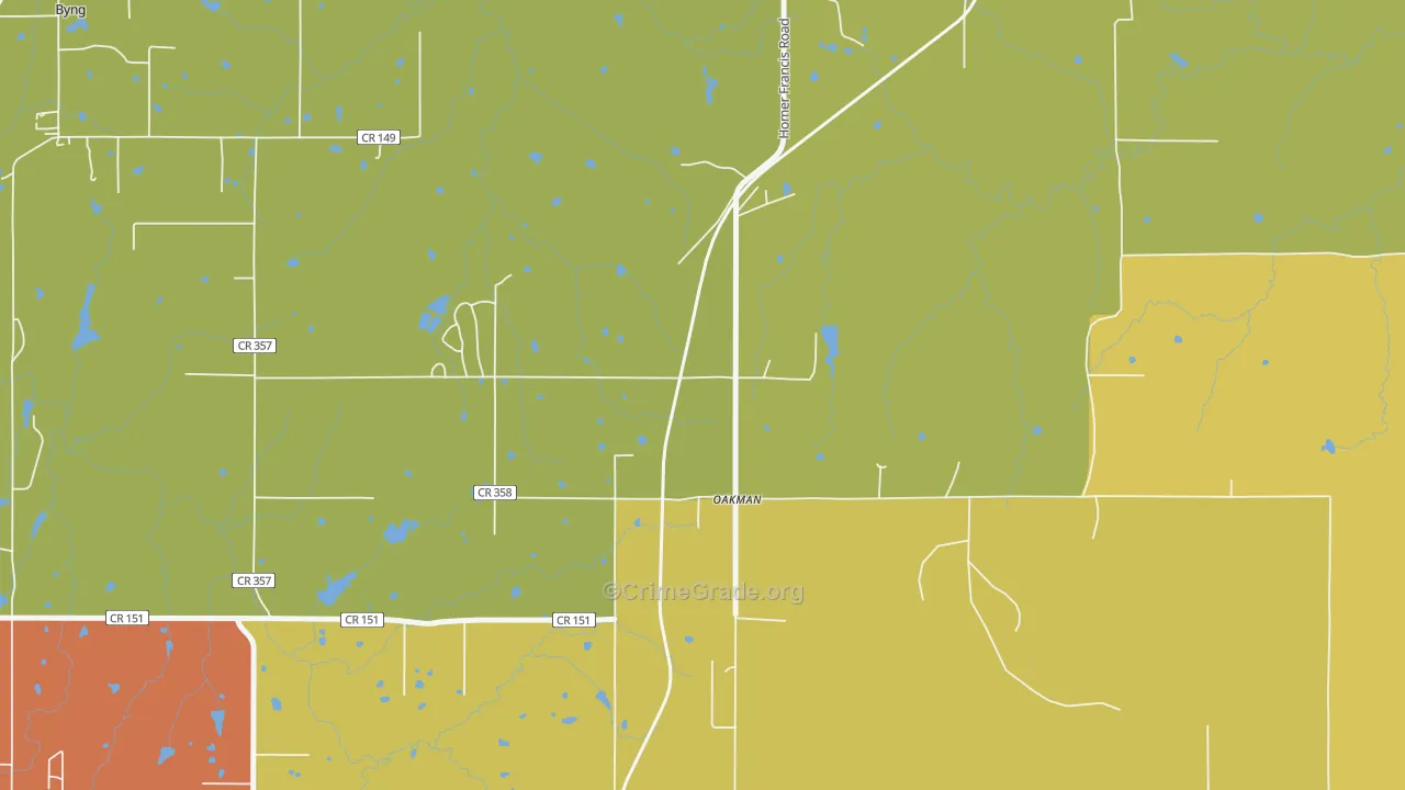 Oakman, OK Map of Vandalism Rates
