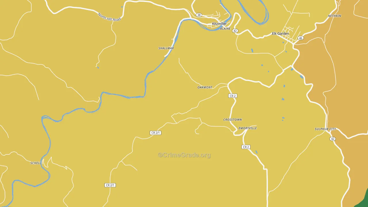 Oakmont, WV Map of Vandalism Rates