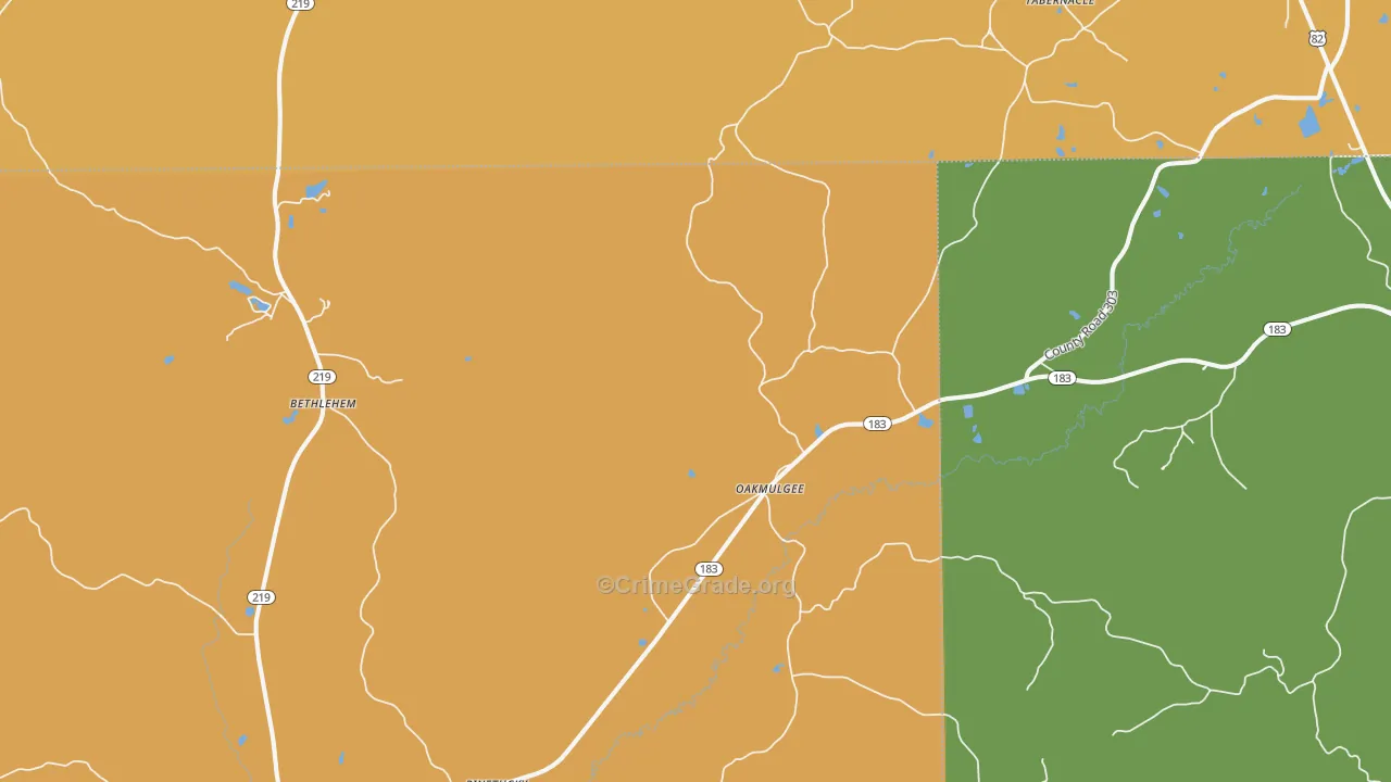 Oakmulgee, AL Map of Vandalism Rates