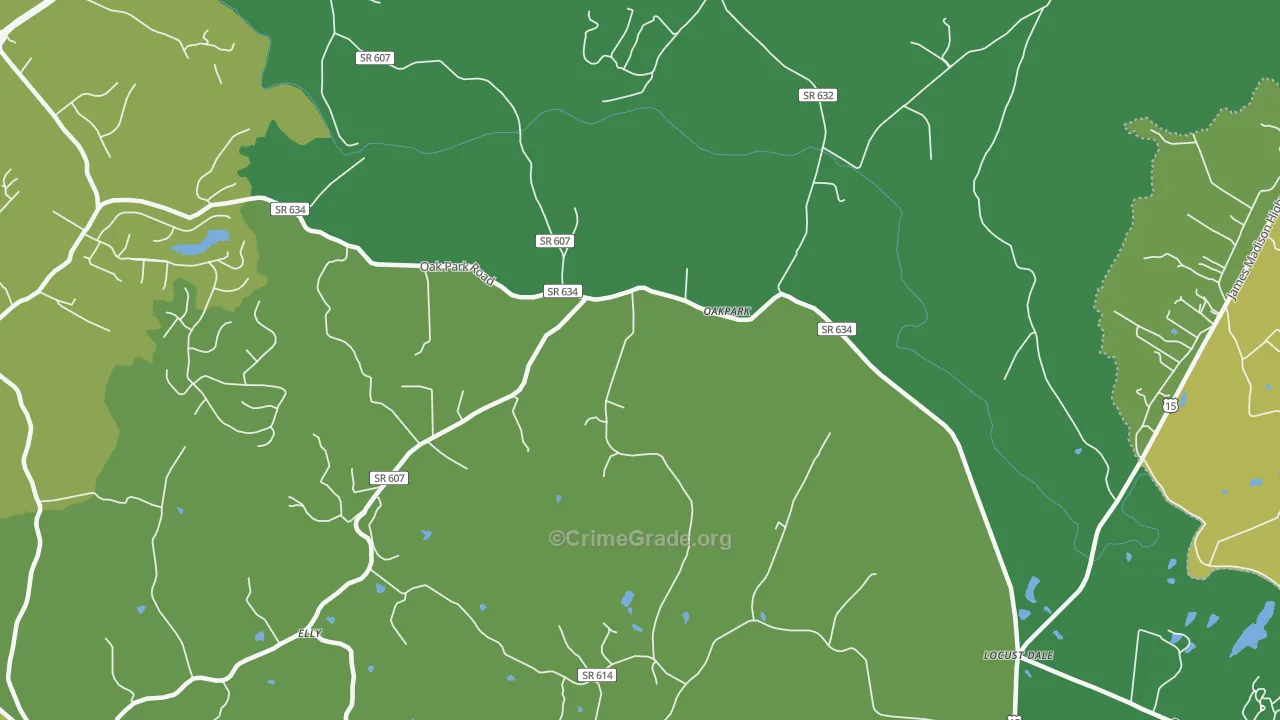 Oakpark, VA Map of Vandalism Rates