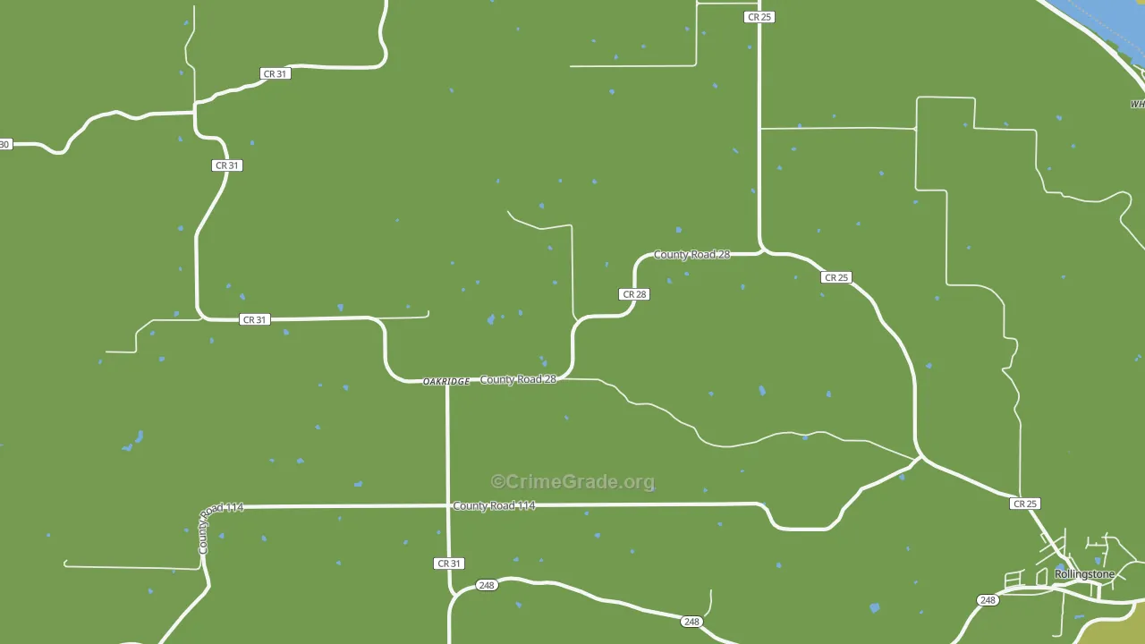 Oakridge, MN Map of Vandalism Rates