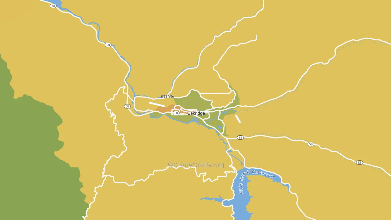 Oakridge, OR Map of Vandalism Rates