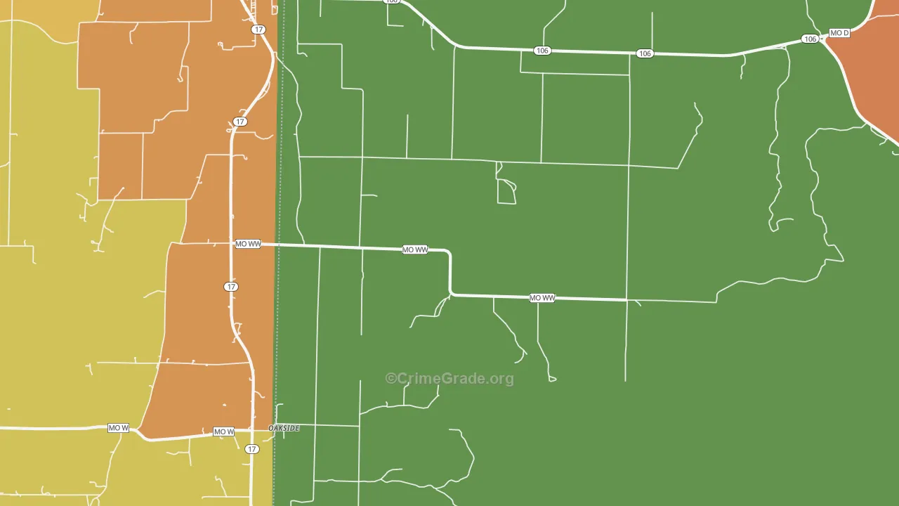 Oakside, MO Map of Vandalism Rates
