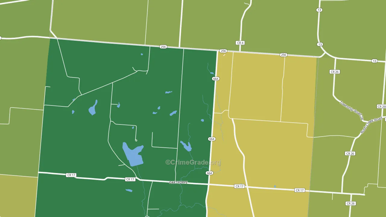 Oakthorpe, OH Map of Vandalism Rates