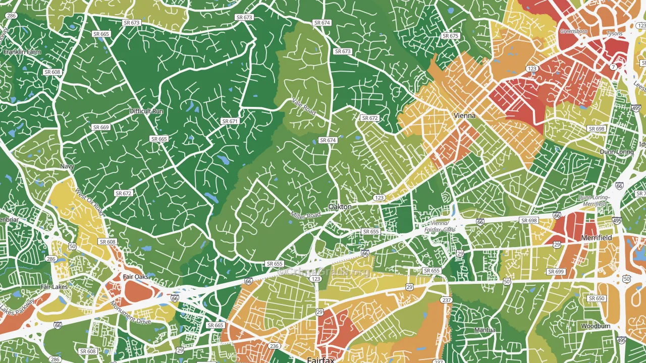 Oakton, VA Map of Vandalism Rates