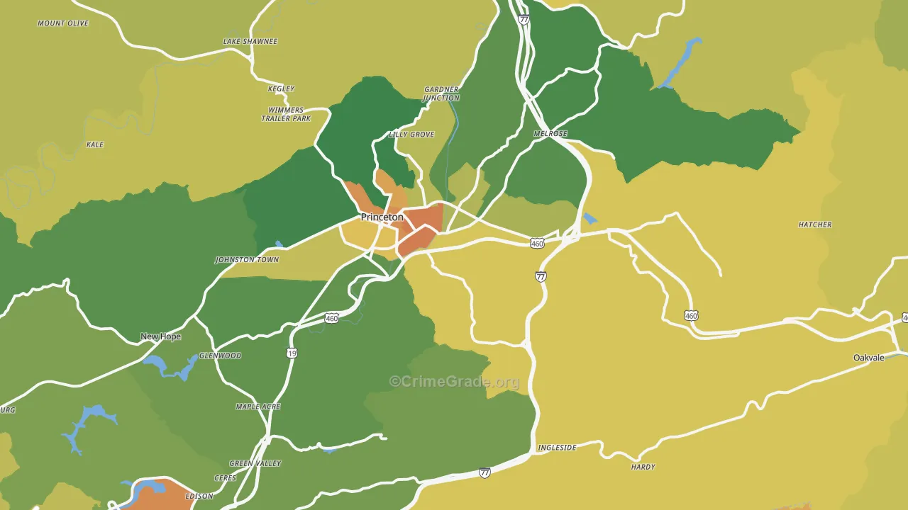 Oakvale, WV Map of Vandalism Rates