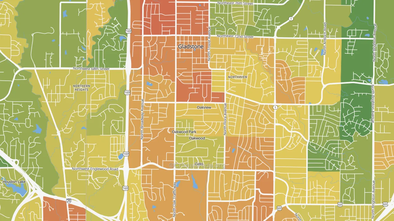Oakview, MO Map of Vandalism Rates