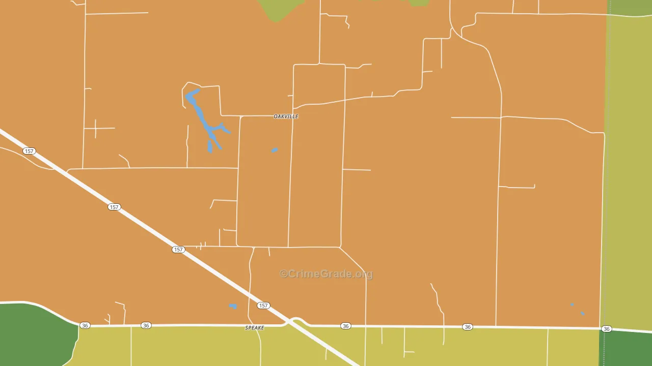 Oakville, AL Map of Vandalism Rates