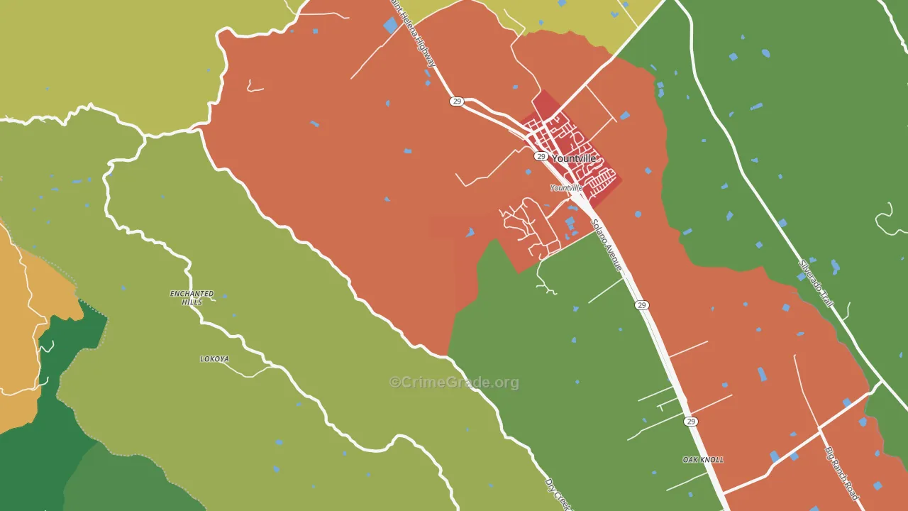 Oakville, CA Map of Vandalism Rates
