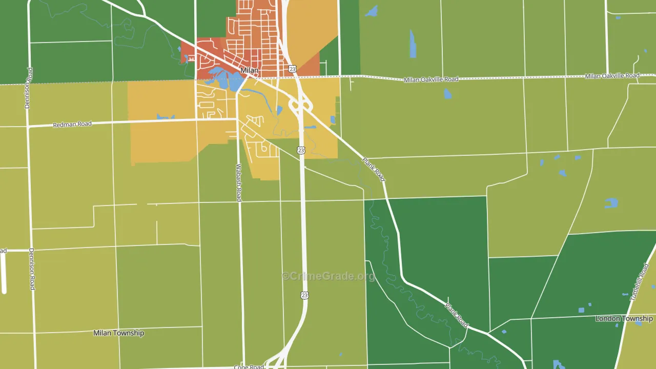Oakville, MI Map of Vandalism Rates