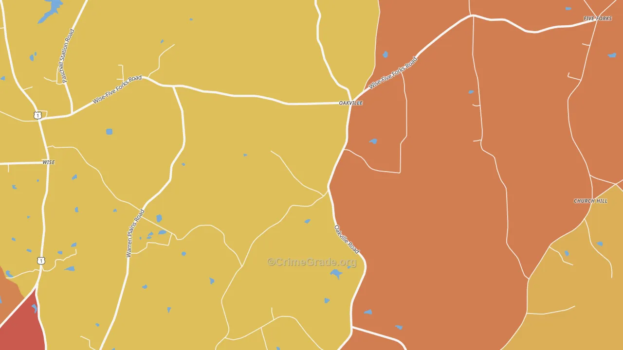 Oakville, NC Map of Vandalism Rates