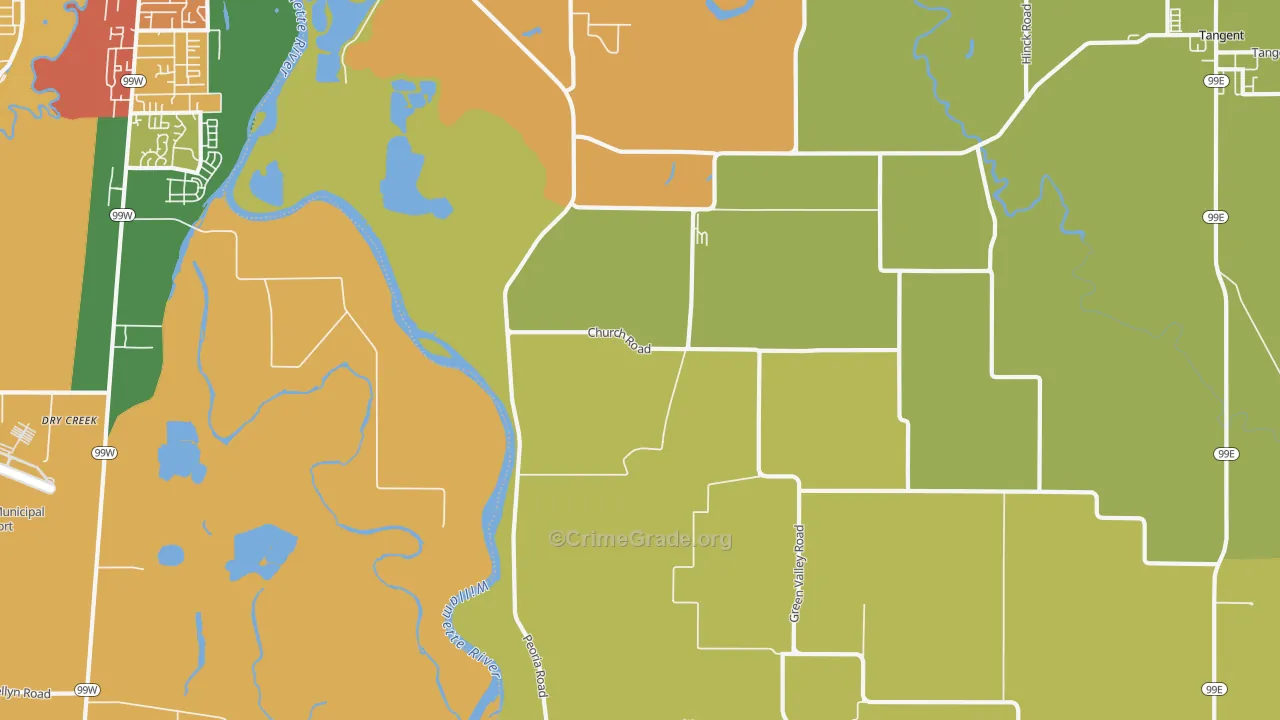 Oakville, OR Map of Vandalism Rates