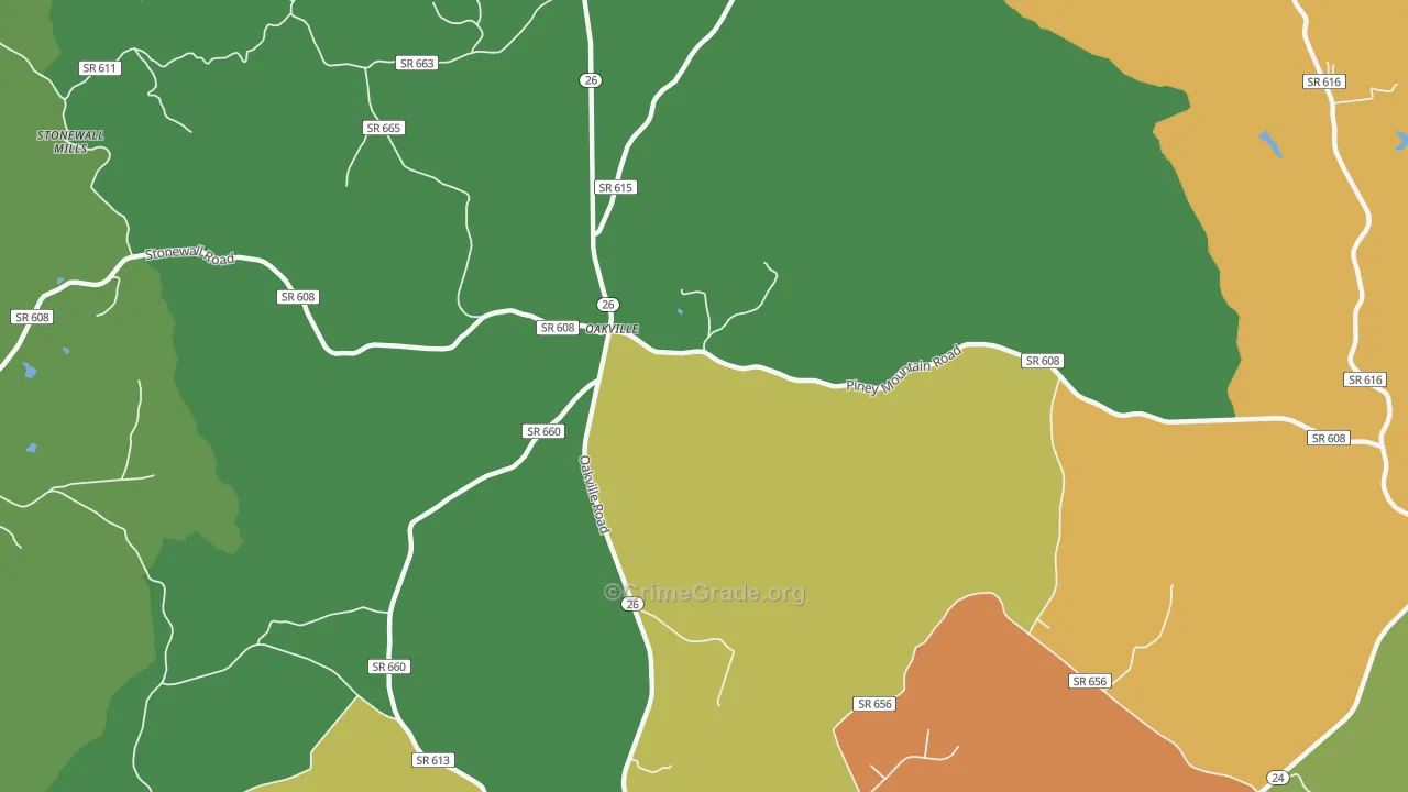 Oakville, VA Map of Vandalism Rates