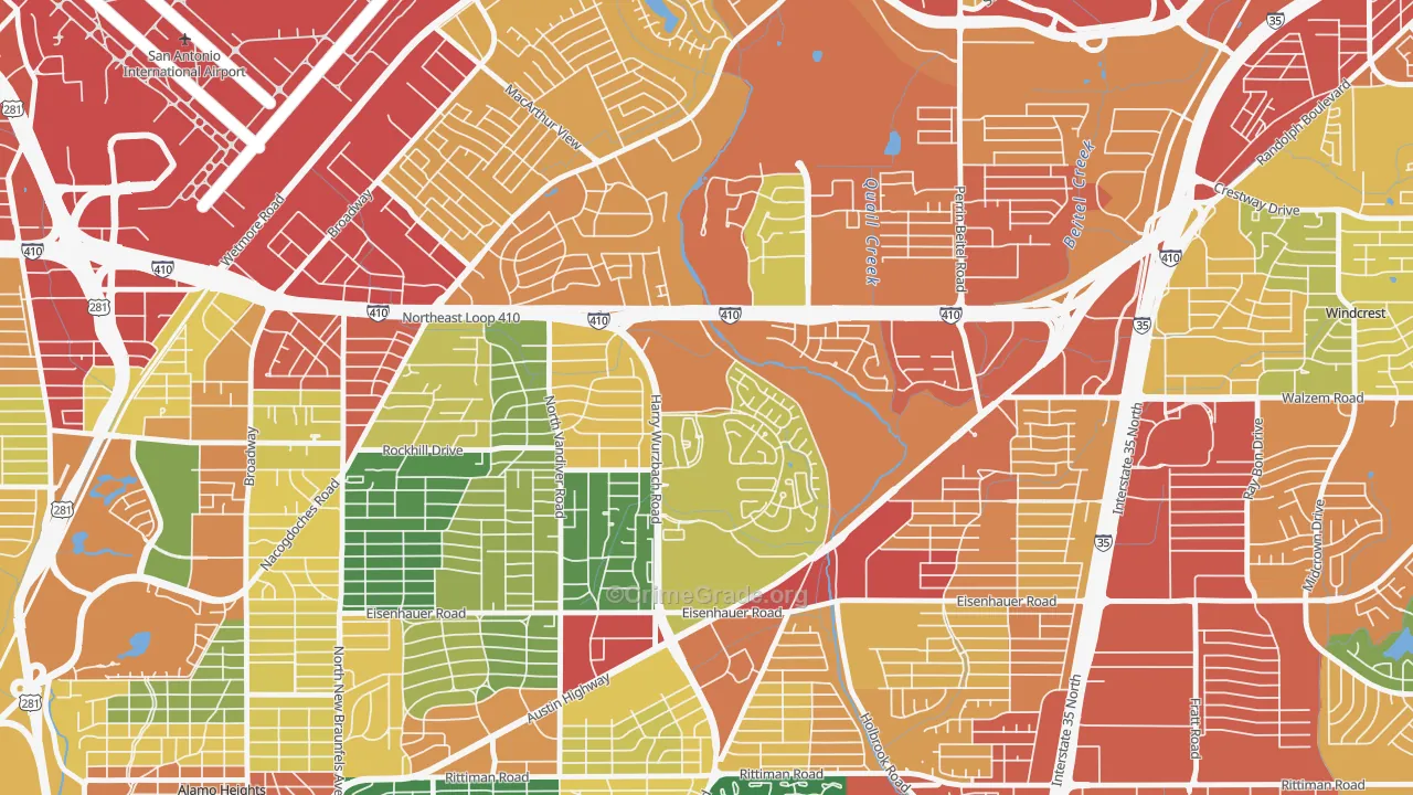 Oakwell Farms, San Antonio, TX Map of Vandalism Rates