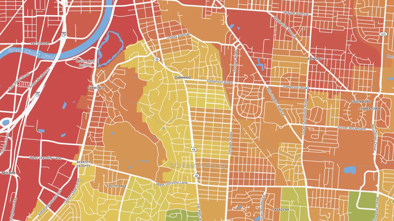 oakwood, Dayton, OH Map of Vandalism Rates