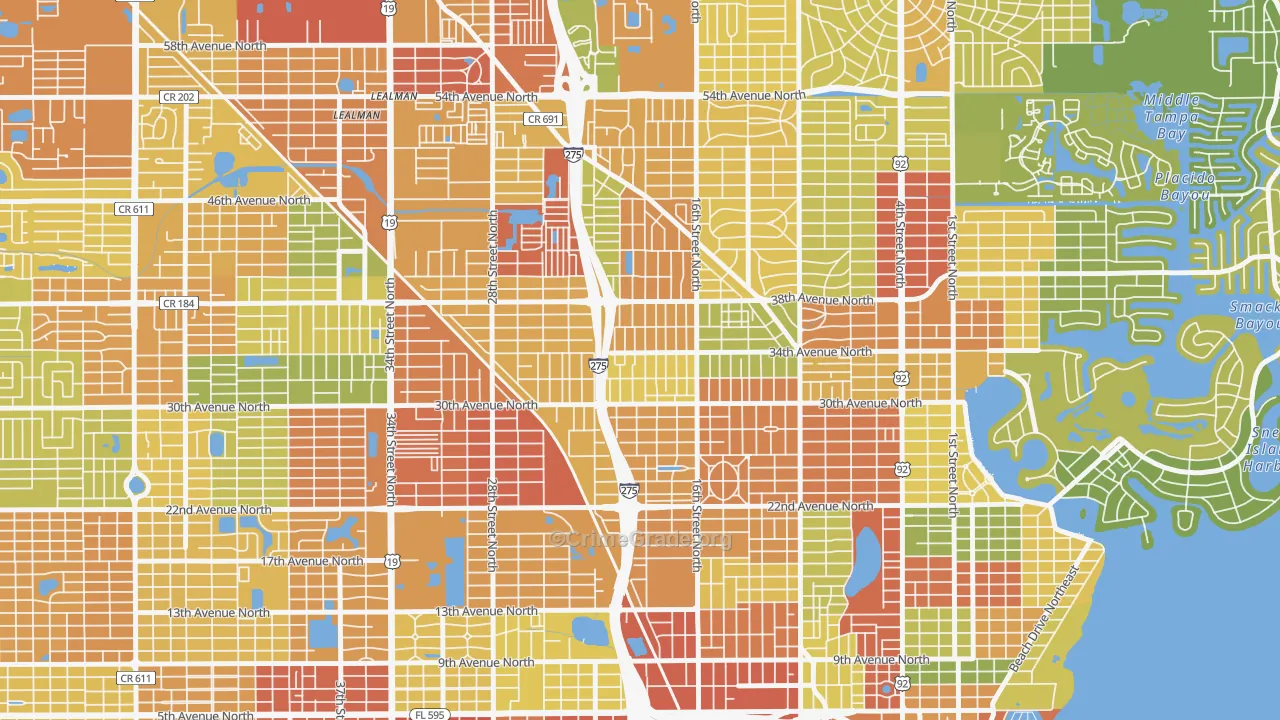 Oakwood Gardens, St. Petersburg, FL Map of Vandalism Rates