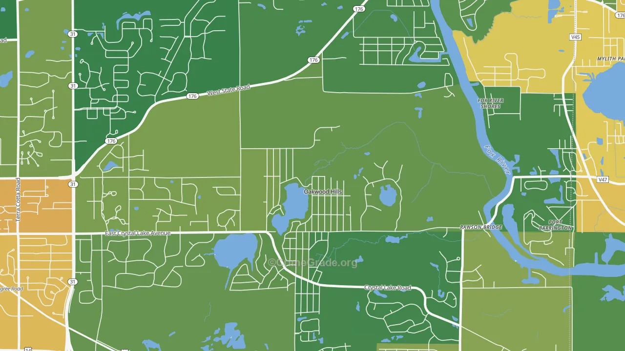 Oakwood Hills, IL Map of Vandalism Rates
