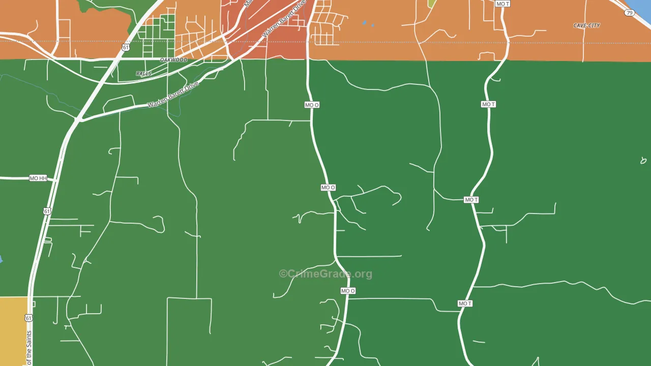 Oakwood, MO Map of Vandalism Rates
