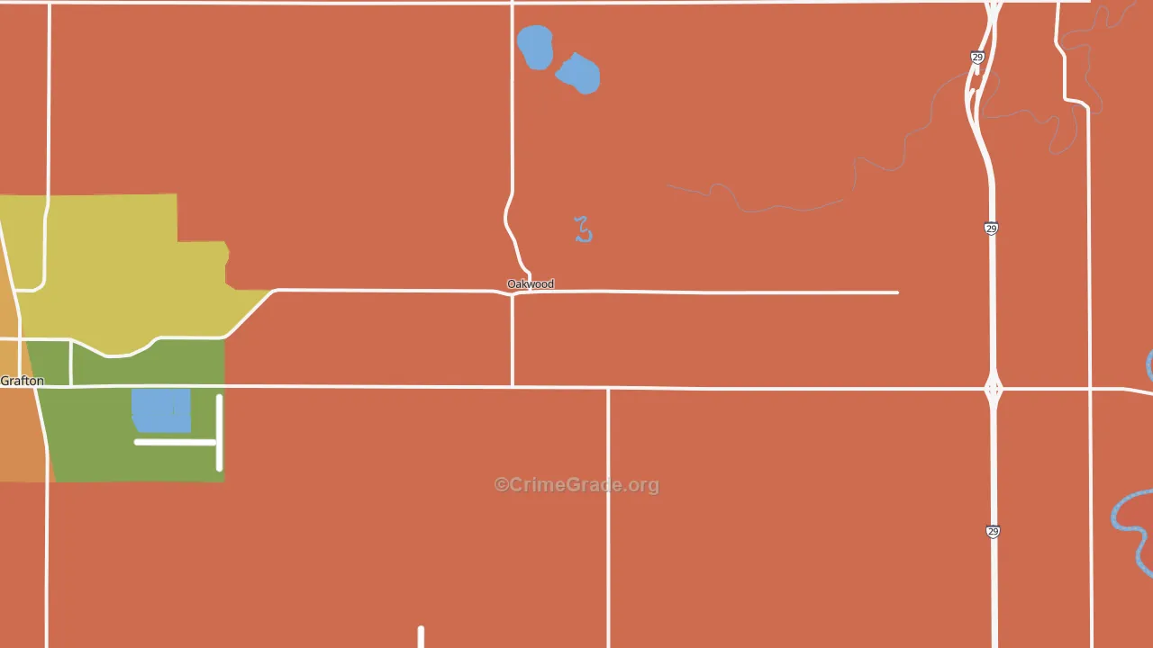 Oakwood, ND Map of Vandalism Rates