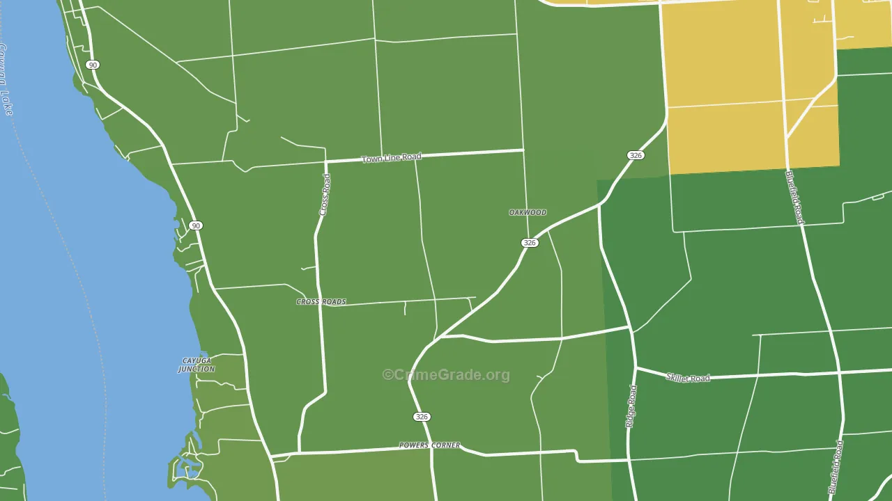 Oakwood, NY Map of Vandalism Rates