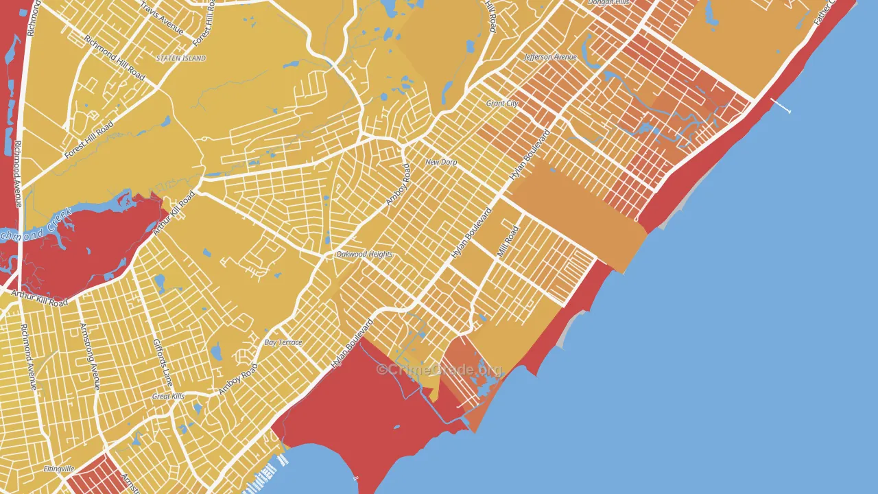 Oakwood, Staten Island, NY Map of Vandalism Rates