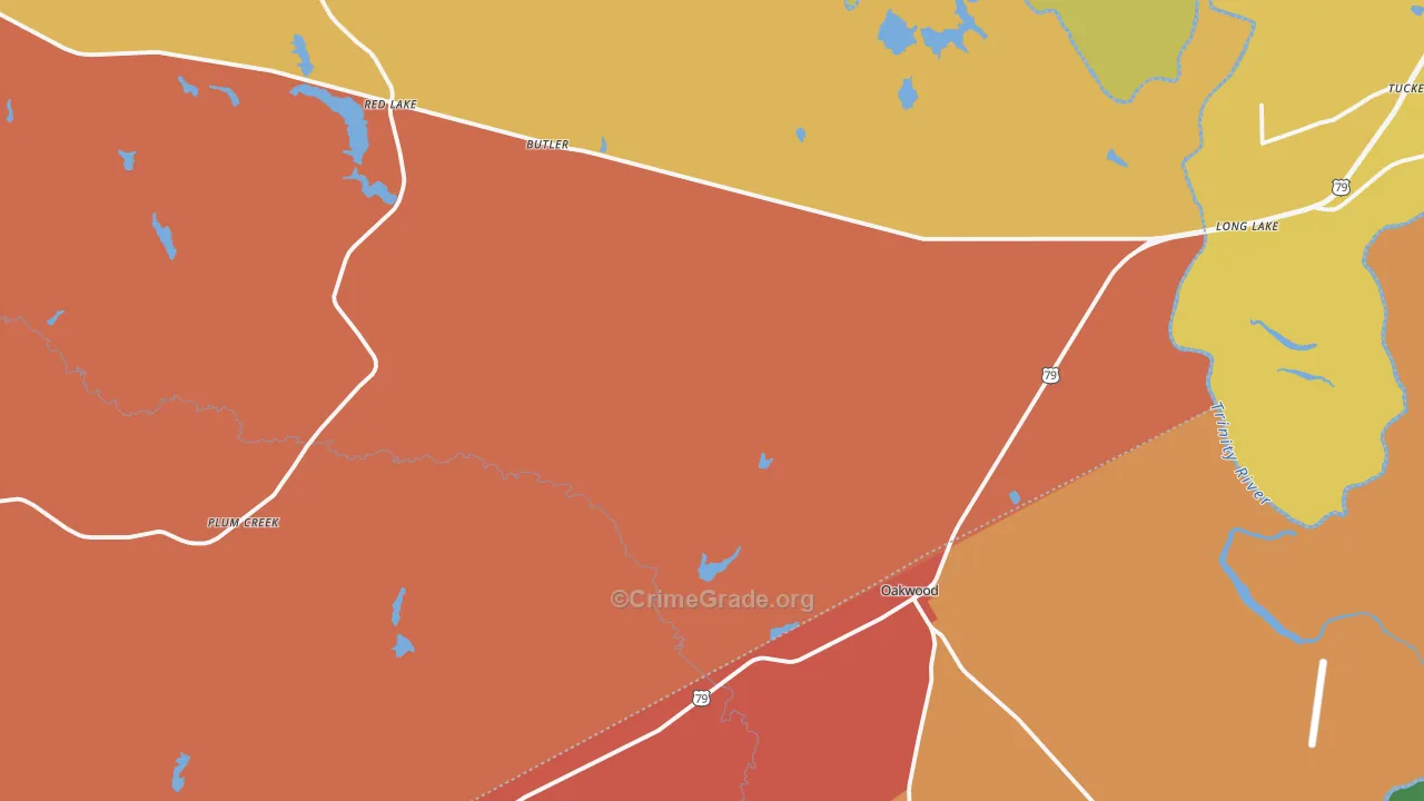 Oakwood, TX Map of Vandalism Rates