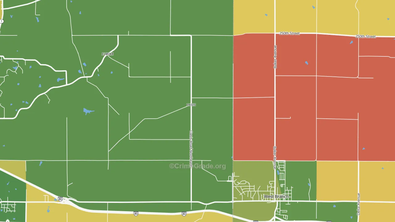 Oasis, IA Map of Vandalism Rates