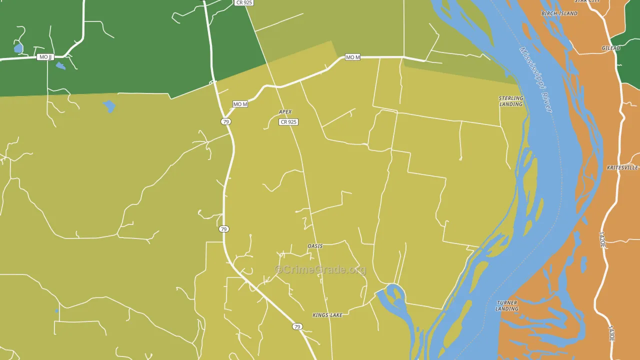 Oasis, MO Map of Vandalism Rates