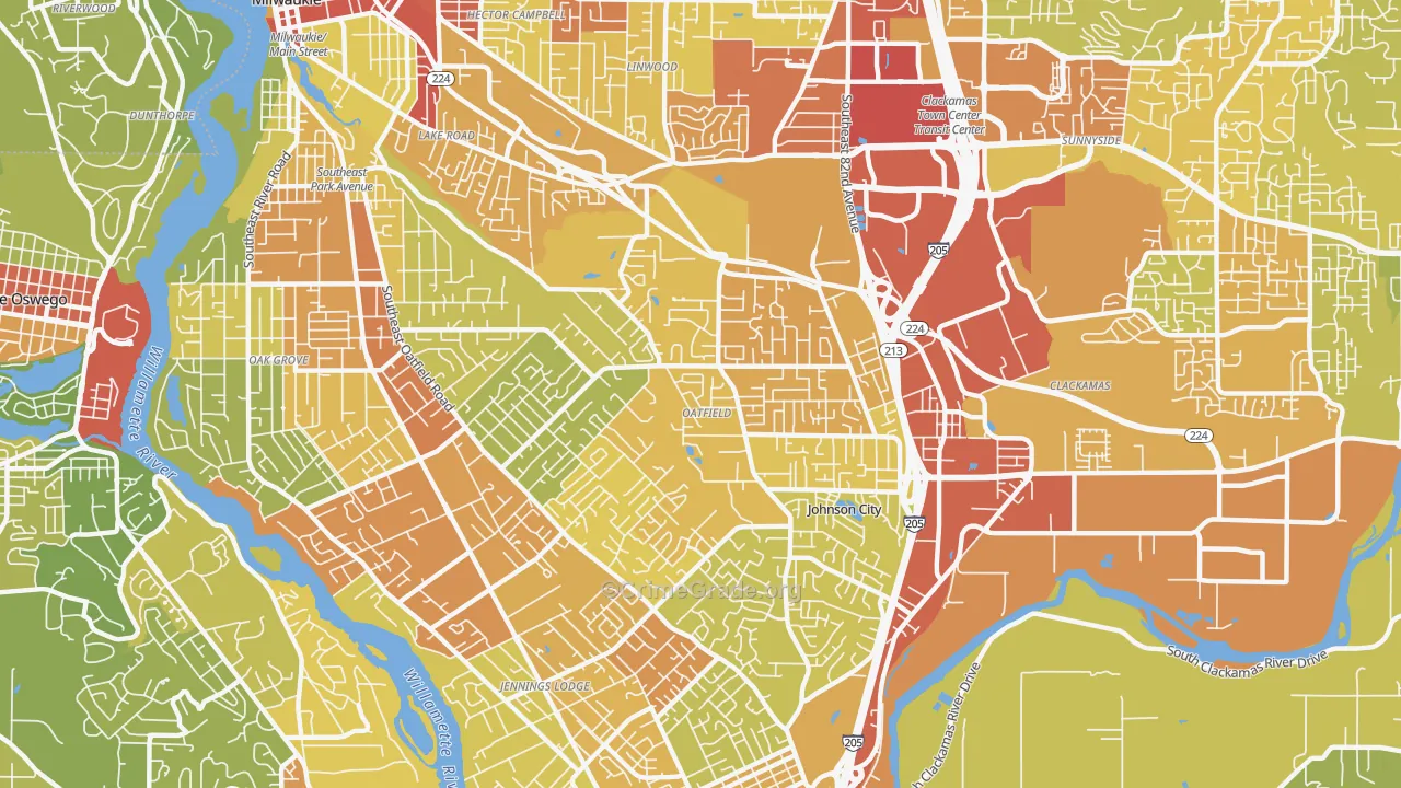 Oatfield, OR Map of Vandalism Rates