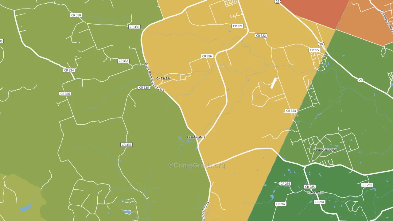 Oatmeal, TX Map of Vandalism Rates