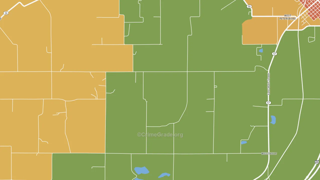 Oatsville, IN Map of Vandalism Rates