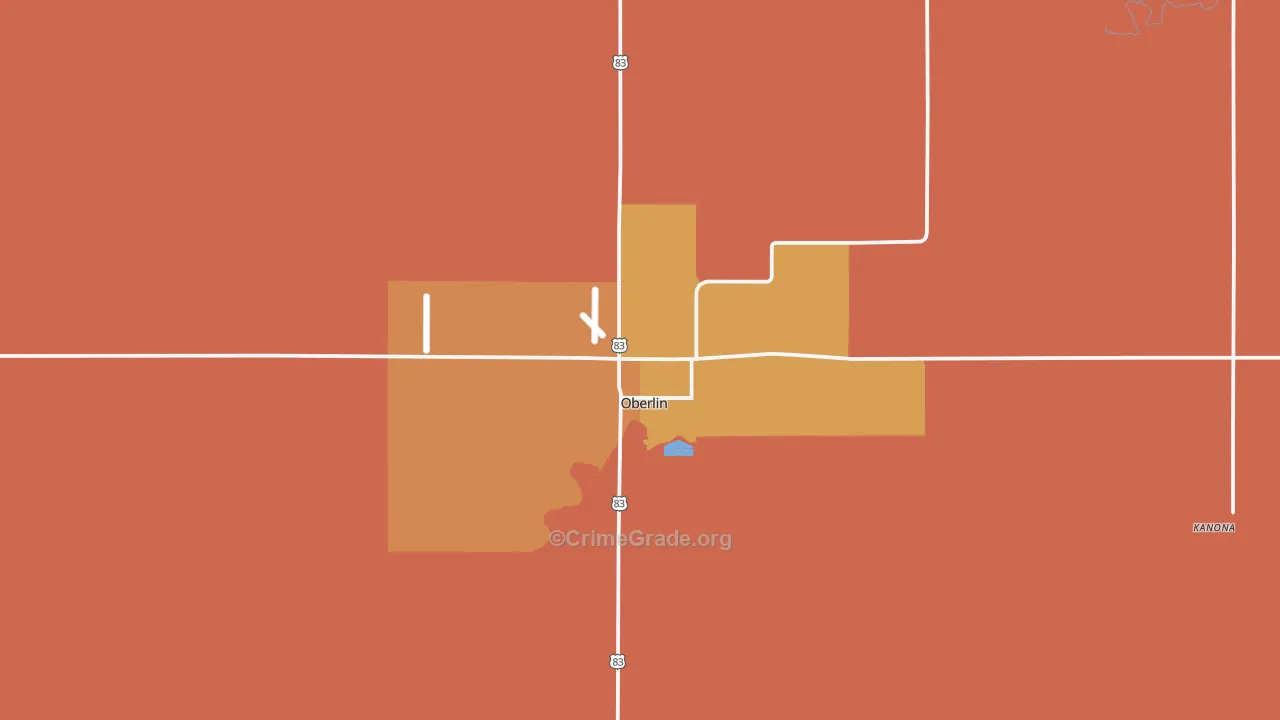 Oberlin, KS Map of Vandalism Rates