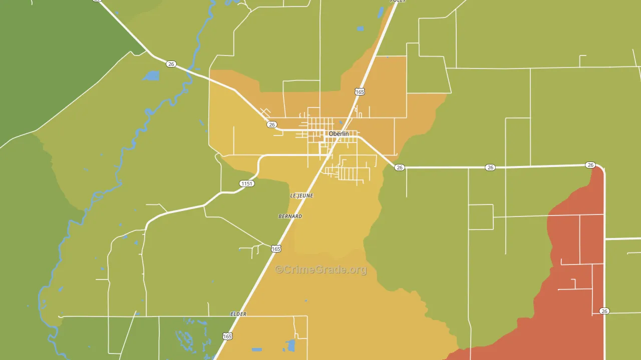 Oberlin, LA Map of Vandalism Rates