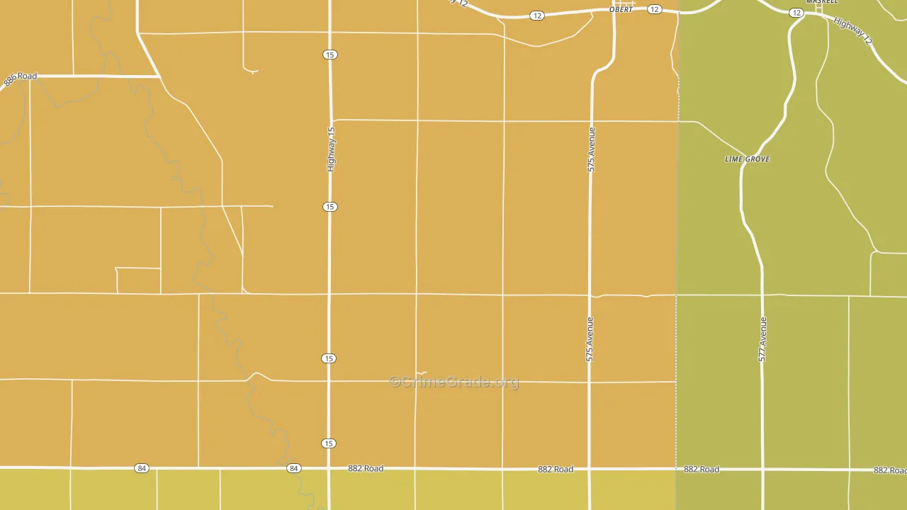 Obert, NE Map of Vandalism Rates