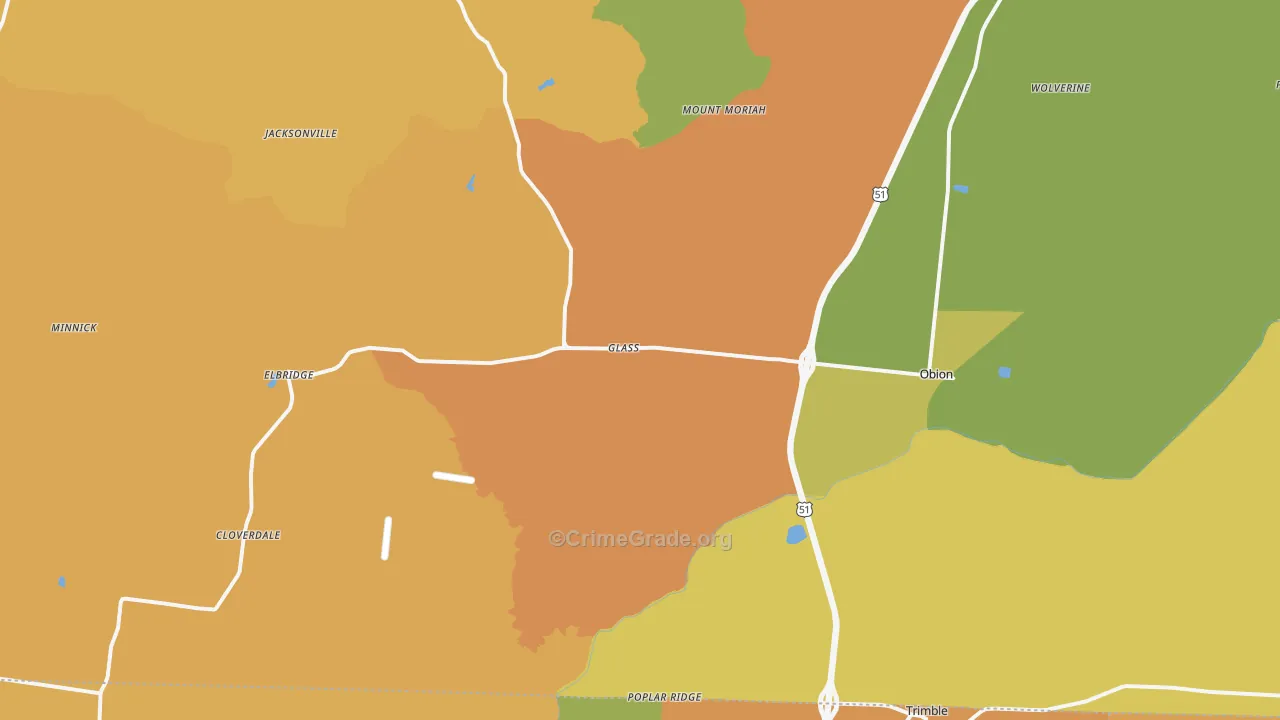 Obion, TN Map of Vandalism Rates